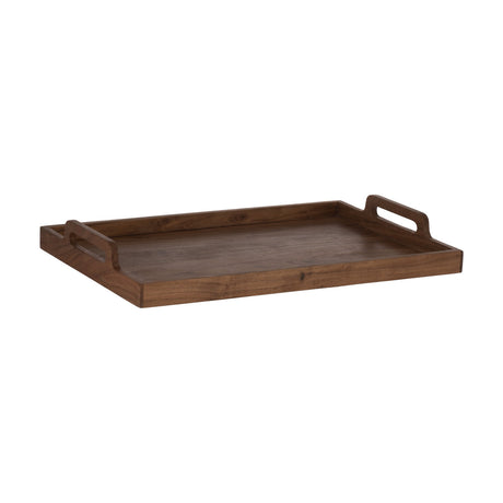 Cochrane rectangular decorative tray in natural acacia wood, 51 x 33cm, with raised rim and cut-out handles at each end, shown on a plain white background.