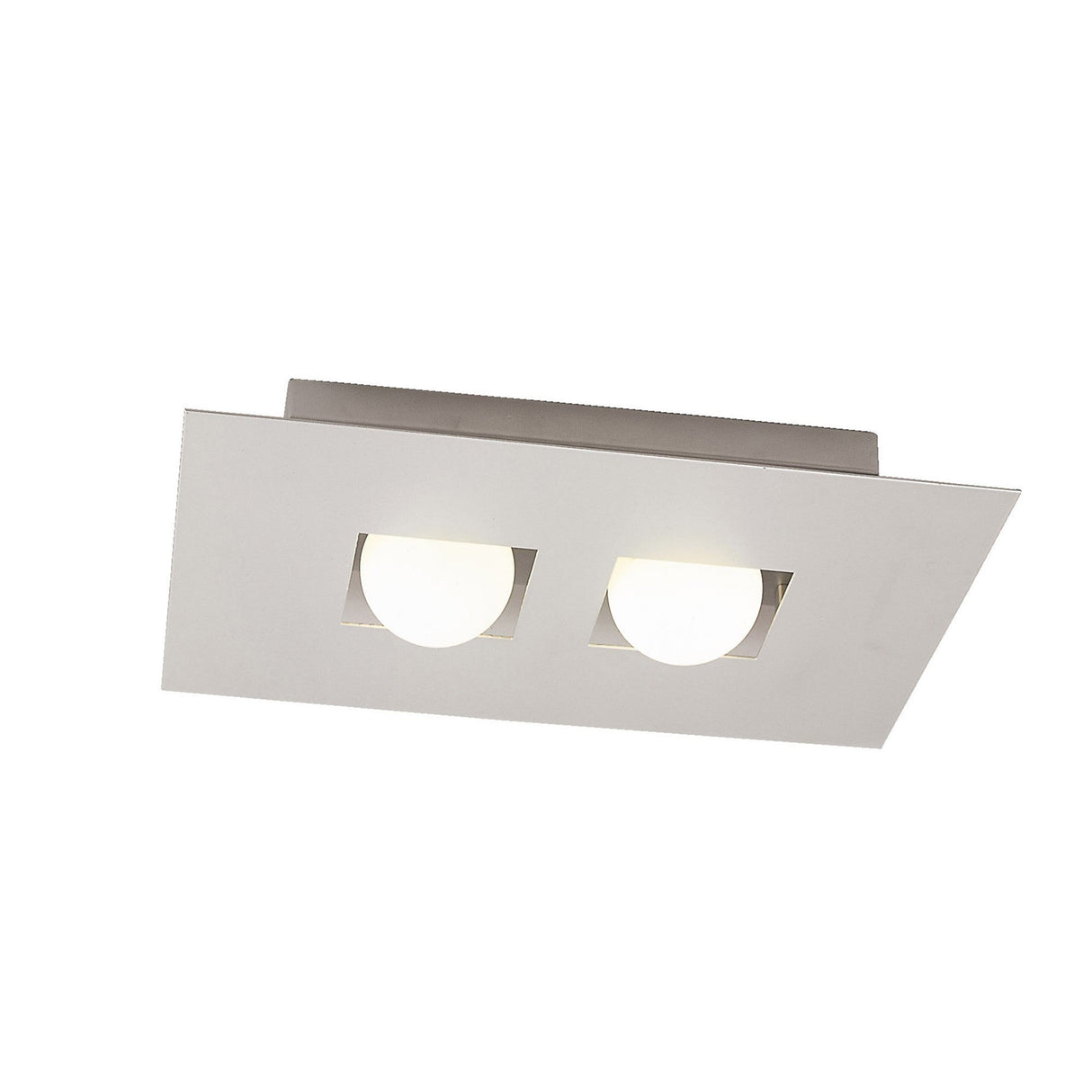 Cocoon 2 Light Frosted Glass Flush Ceiling - Silver