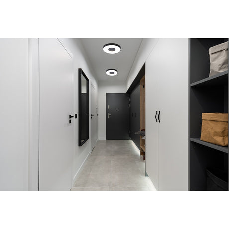 Coin Large Square CCT LED Flush Ceiling Light With Remote Control - Black