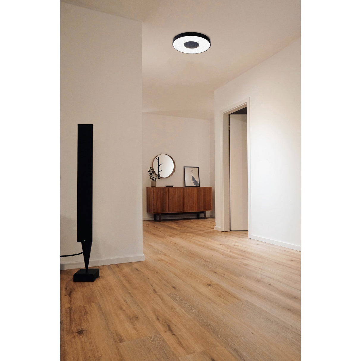 Coin Large Square CCT LED Flush Ceiling Light With Remote Control - Black