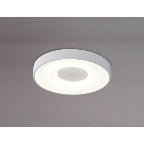 Coin Medium Round CCT LED Flush Ceiling Light With Remote Control - White