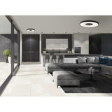 Coin Medium Round CCT LED Flush Ceiling Light With Remote Control - Black