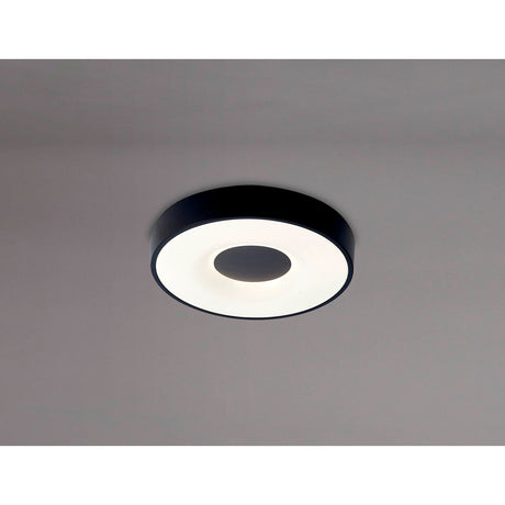 Coin Small Round CCT LED Flush Ceiling Light With Remote Control - Black