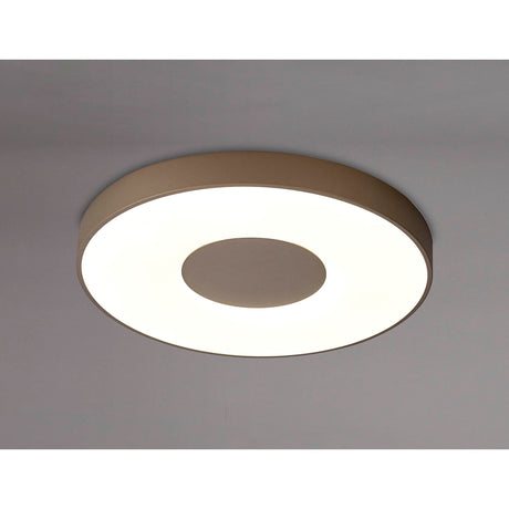 Coin Large Round CCT LED Flush Ceiling Light With Remote Control - Sand Brown
