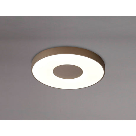 Coin Medium Round CCT LED Flush Ceiling Light With Remote Control - Sand Brown