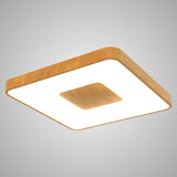 Coin Large Square CCT LED Flush Ceiling Light With Remote Control - Brown