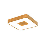 Coin Small Square CCT LED Flush Ceiling Light With Remote Control - Brown