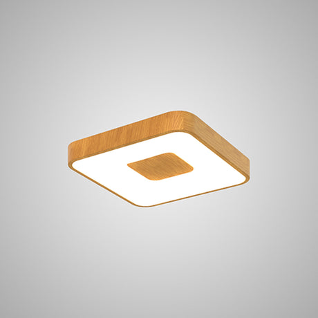 Coin Small Square CCT LED Flush Ceiling Light With Remote Control - Brown