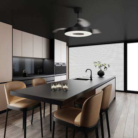 Coin Air CCT Dimmable LED Ceiling Retractable Fan Light With Remote & APP Control - Black