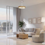 Coin Mini CCT Dimmable LED Ceiling Retractable Fan Light With Remote & APP Control - Brown