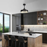 Coin Mini CCT Dimmable LED Ceiling Retractable Fan Light With Remote & APP Control - Black