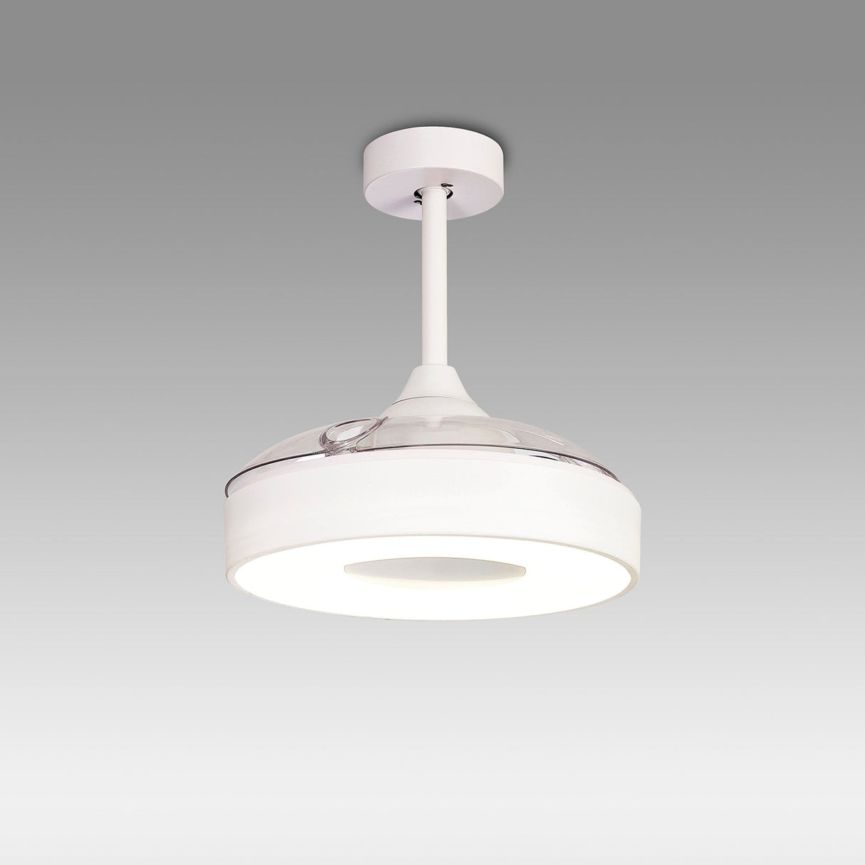 Coin Mini CCT Dimmable LED Ceiling Retractable Fan Light With Remote & APP Control - White