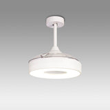 Coin Mini CCT Dimmable LED Ceiling Retractable Fan Light With Remote & APP Control - White