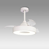 Coin Mini CCT Dimmable LED Ceiling Retractable Fan Light With Remote & APP Control - White