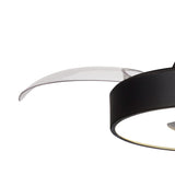 Coin Mini CCT Dimmable LED Ceiling Retractable Fan Light With Remote & APP Control - Black