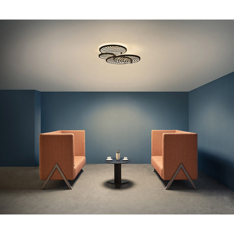 Collage 4 Ring LED Semi-Flush Ceiling Light 60W 3000K - Black