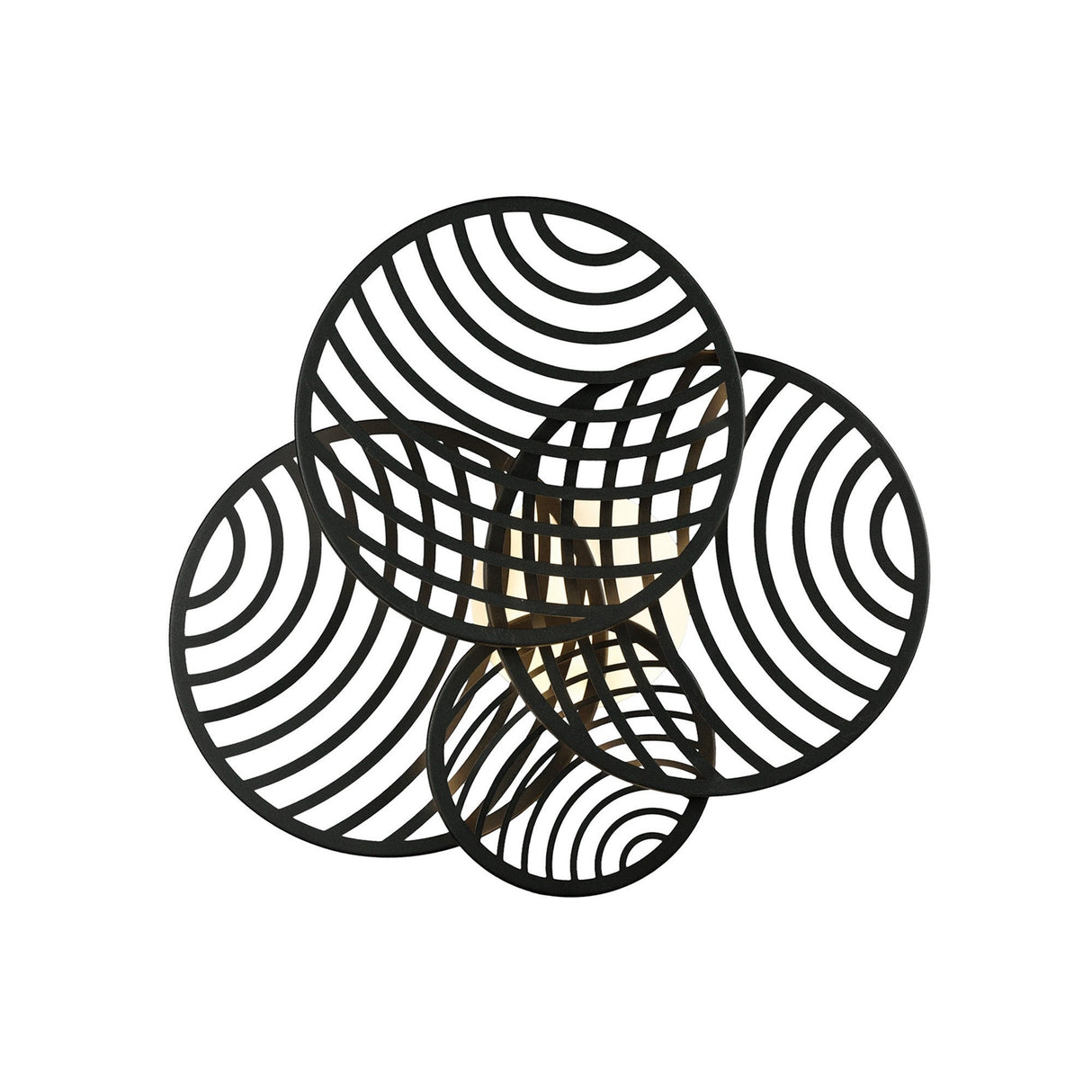 Collage 4 Ring LED Semi-Flush Ceiling Light 60W 3000K - Black