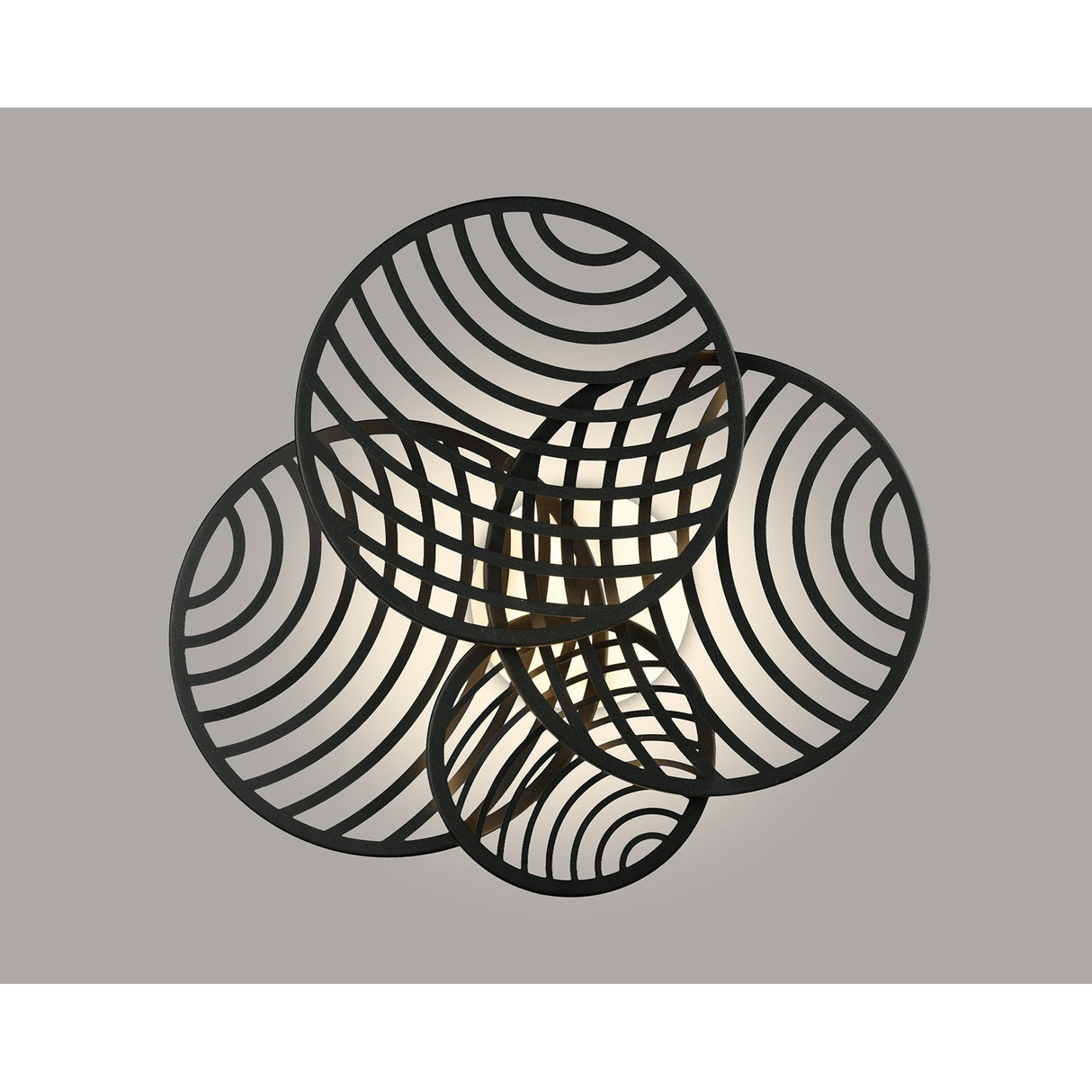 Collage 4 Ring LED Semi-Flush Ceiling Light 60W 3000K - Black