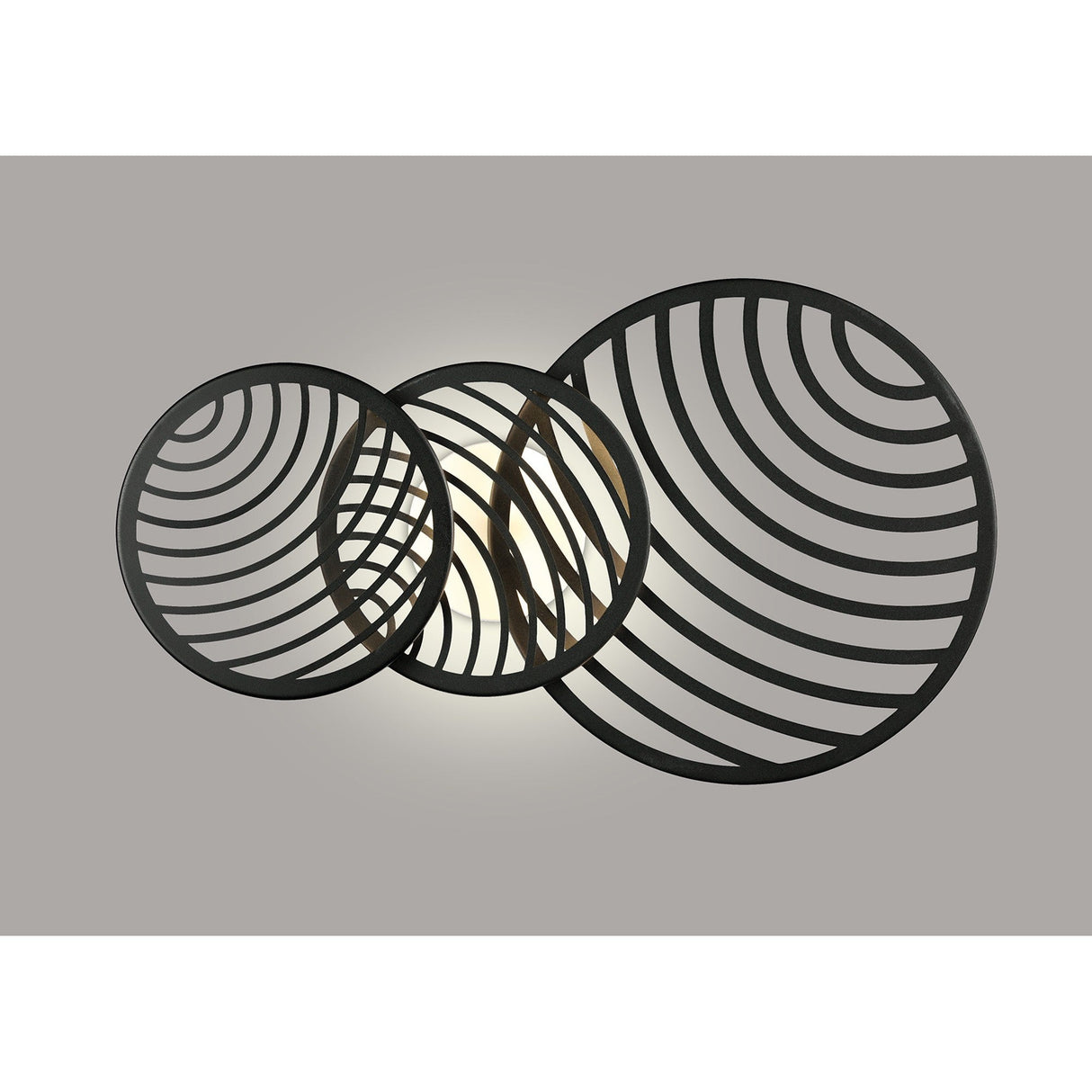 Collage 3 Ring LED Semi-Flush Ceiling Light 40W 3000K - Black