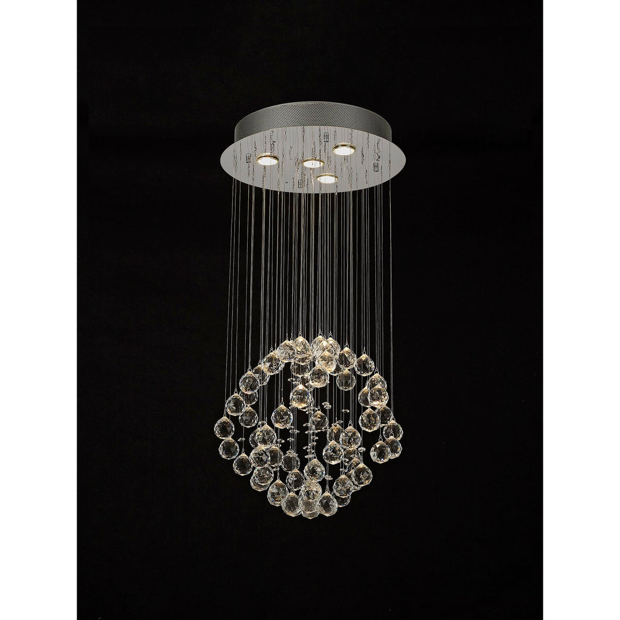 Colorado 4 Light Sphere Crystal Cluster Pendant Light - Polished Chrome