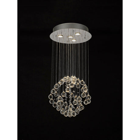 Colorado 4 Light Sphere Crystal Cluster Pendant Light - Polished Chrome