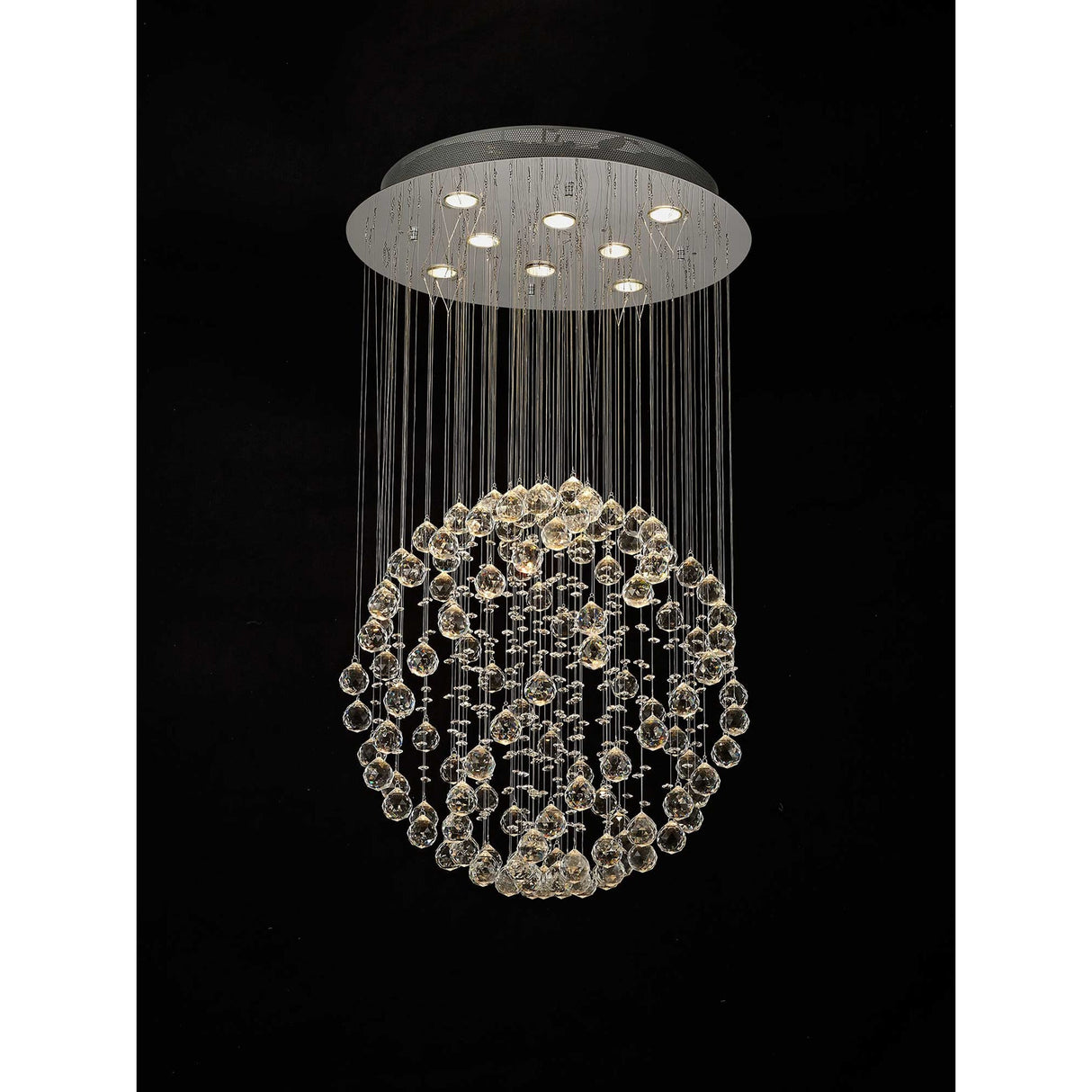 Colorado 8 Light Sphere Crystal Cluster Pendant Light - Polished Chrome