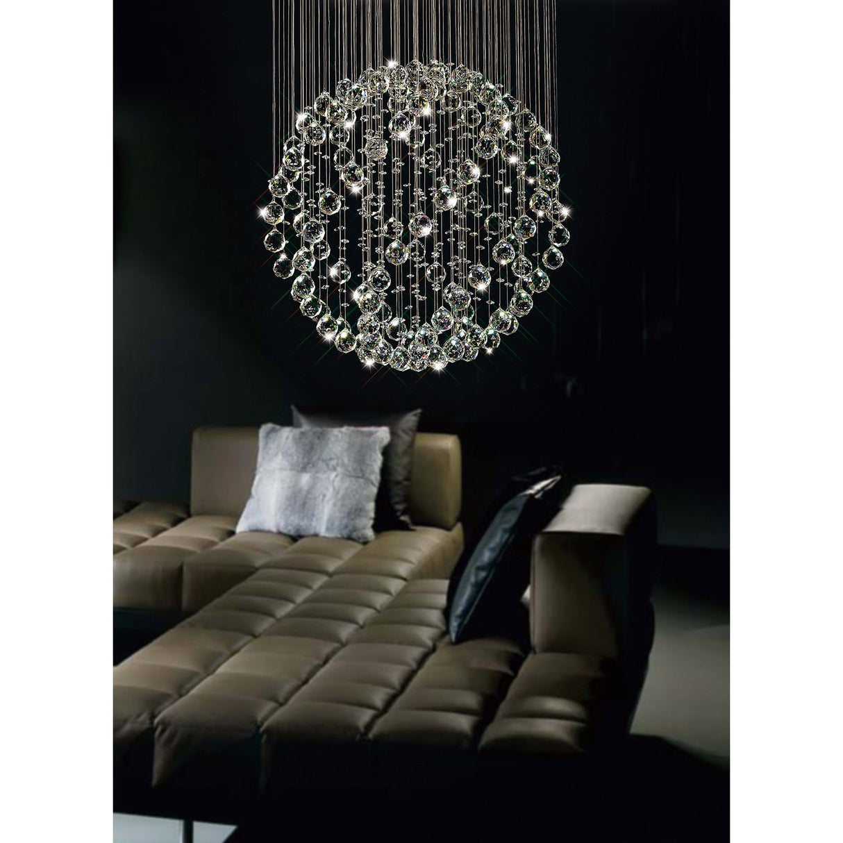 Colorado 8 Light Sphere Crystal Cluster Pendant Light - Polished Chrome