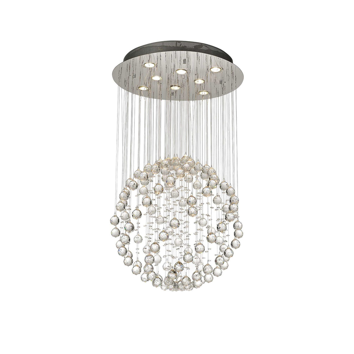 Colorado 8 Light Sphere Crystal Cluster Pendant Light - Polished Chrome