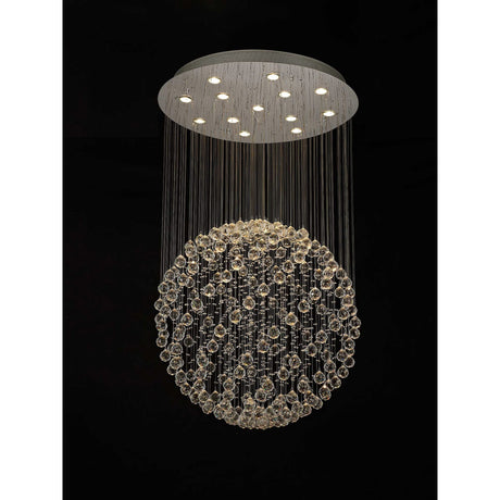 Colorado 13 Light Sphere Crystal Cluster Pendant Light - Polished Chrome