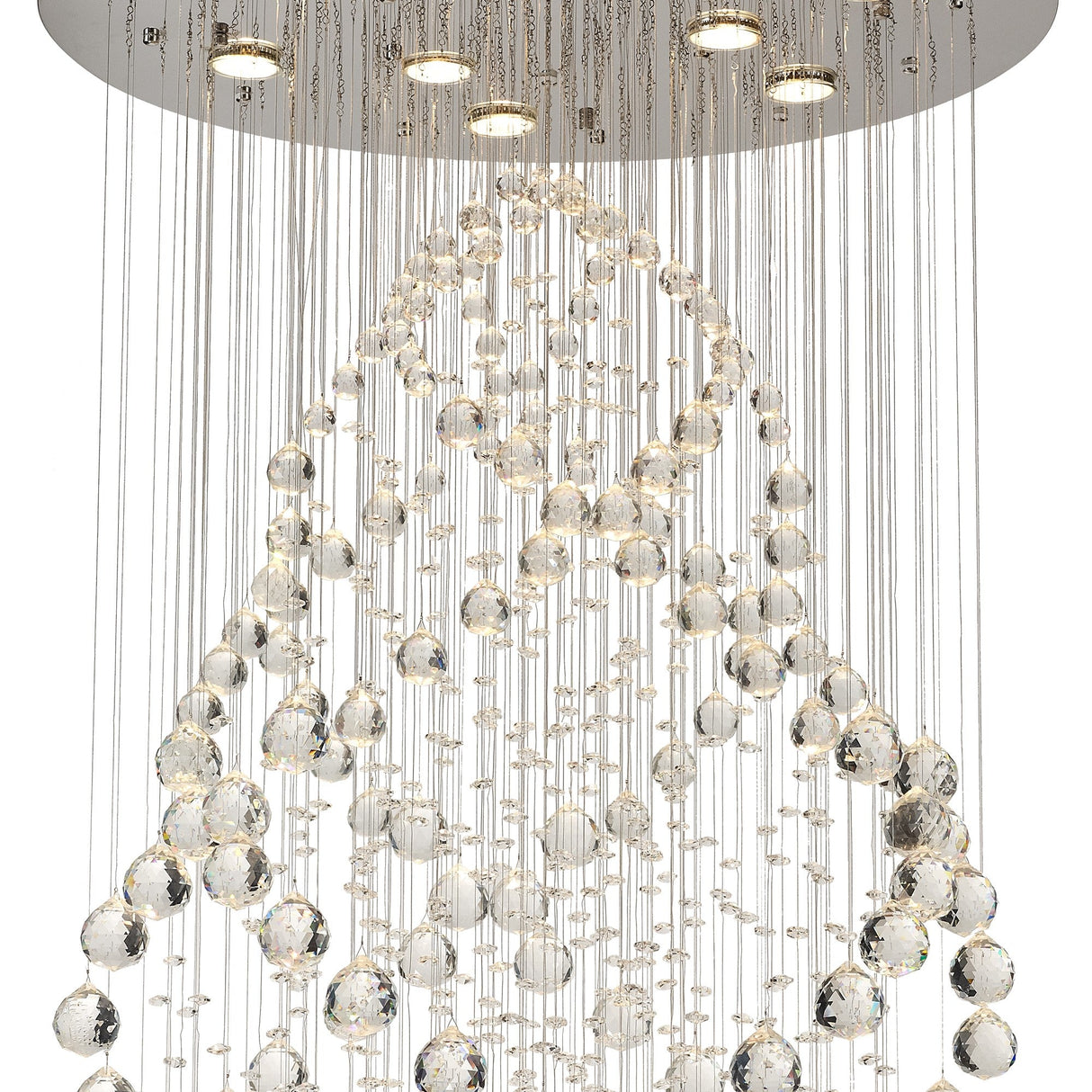 Colorado 9 Light Oval Crystal Cluster Pendant Light - Polished Chrome