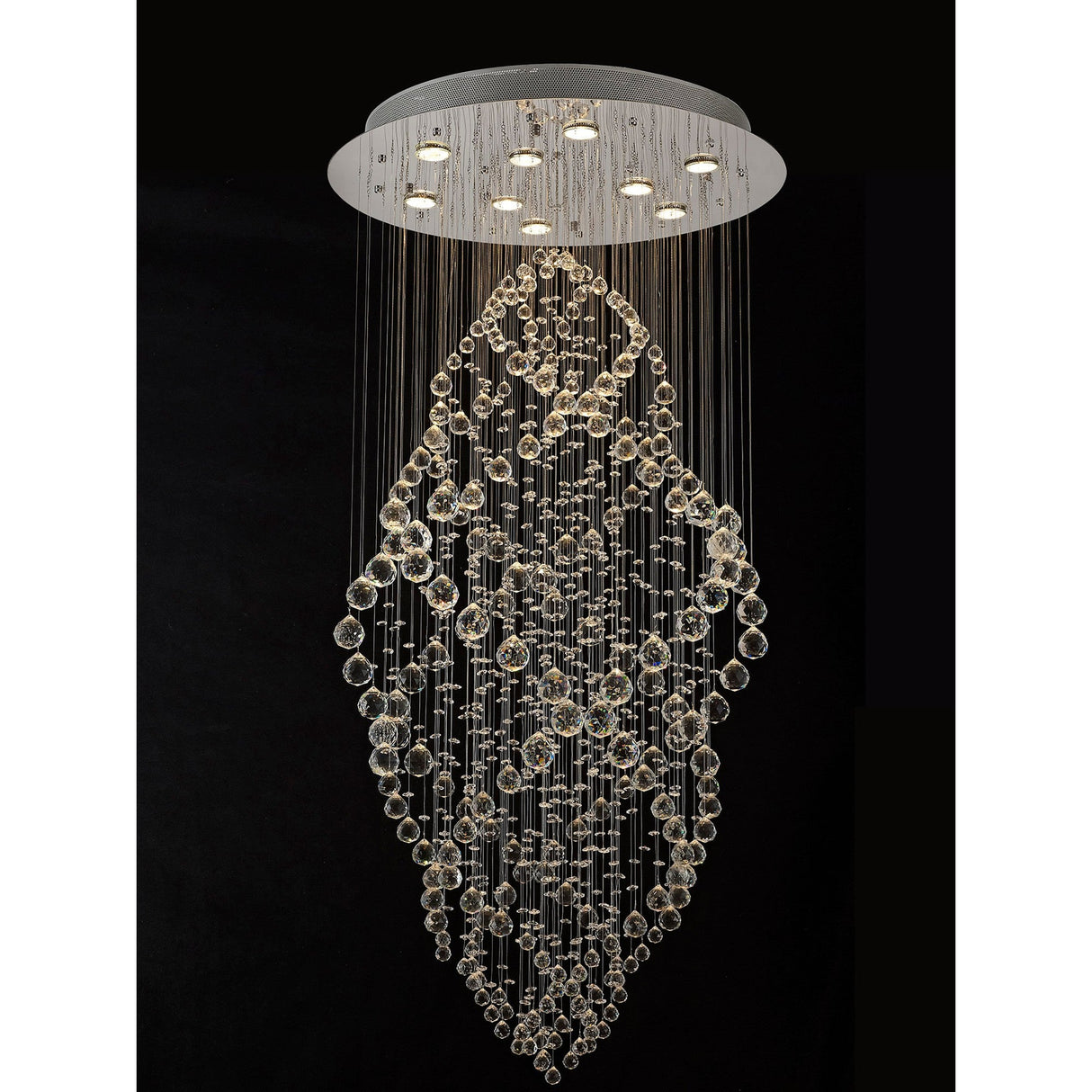 Colorado 9 Light Oval Crystal Cluster Pendant Light - Polished Chrome