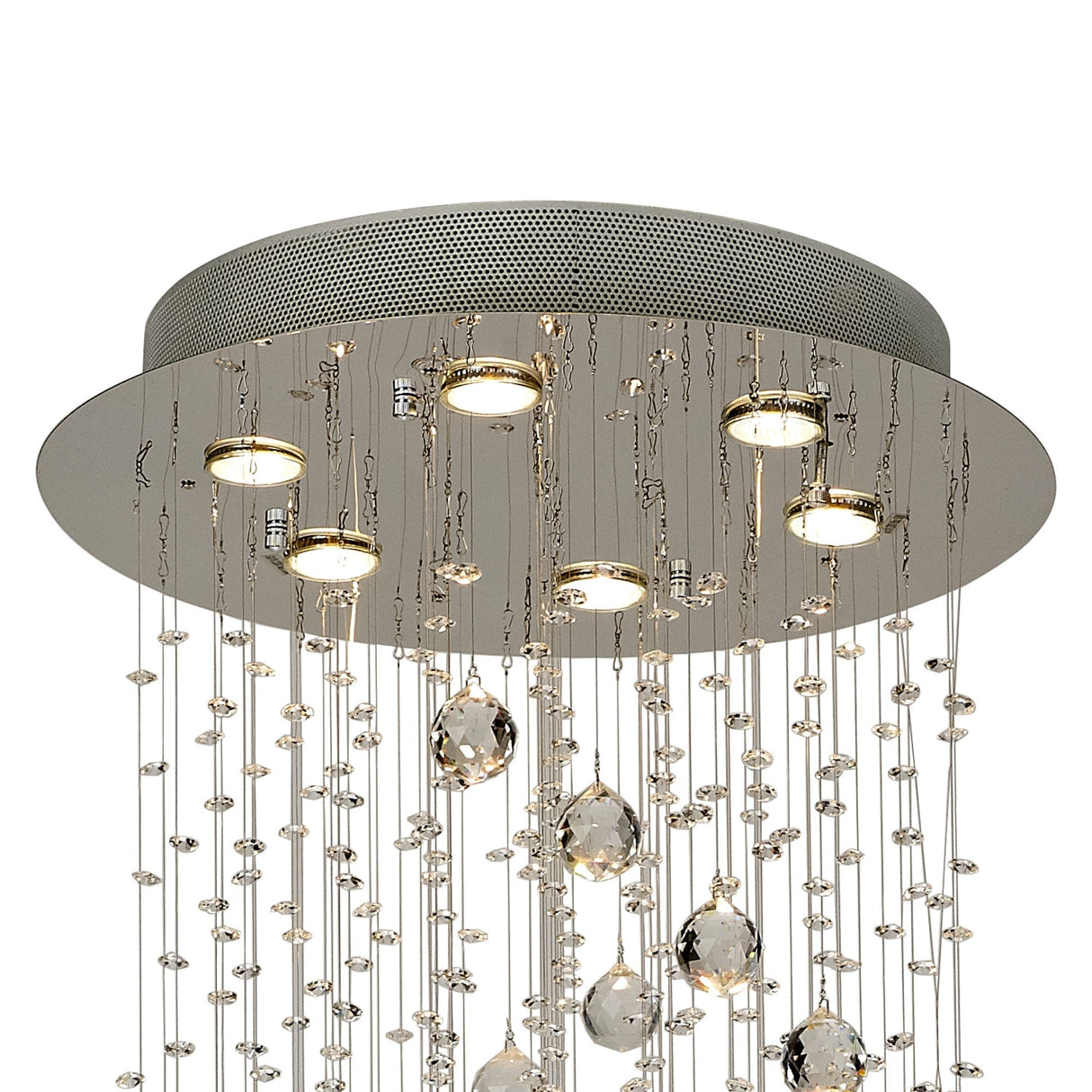 Colorado 6 Light Spiral Crystal Cluster Pendant Light - Polished Chrome