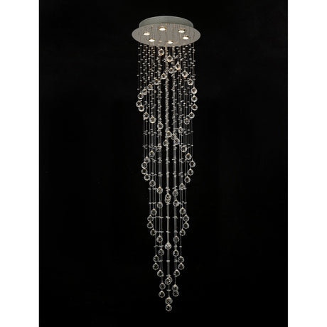 Colorado 6 Light Spiral Crystal Cluster Pendant Light - Polished Chrome