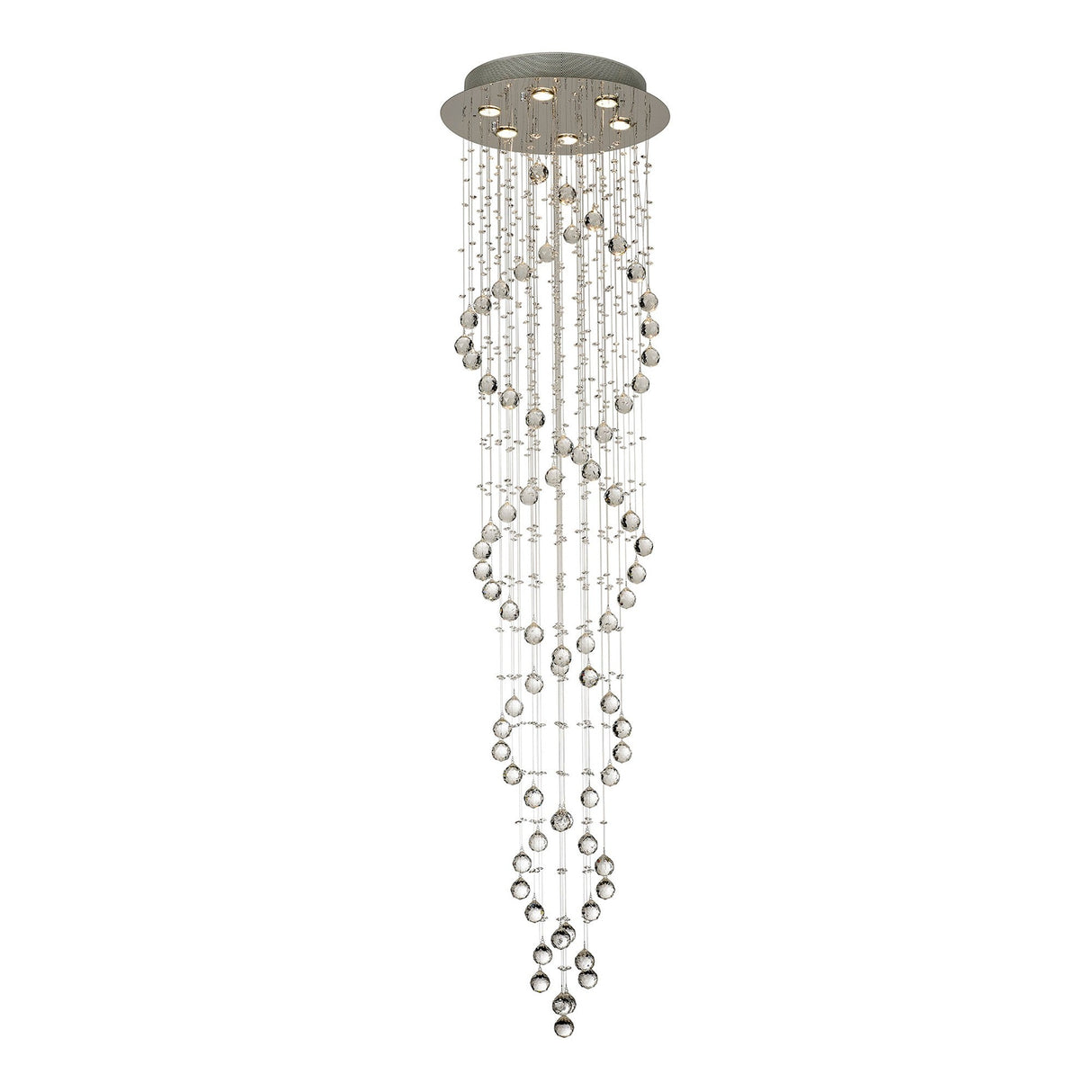 Colorado 6 Light Spiral Crystal Cluster Pendant Light - Polished Chrome