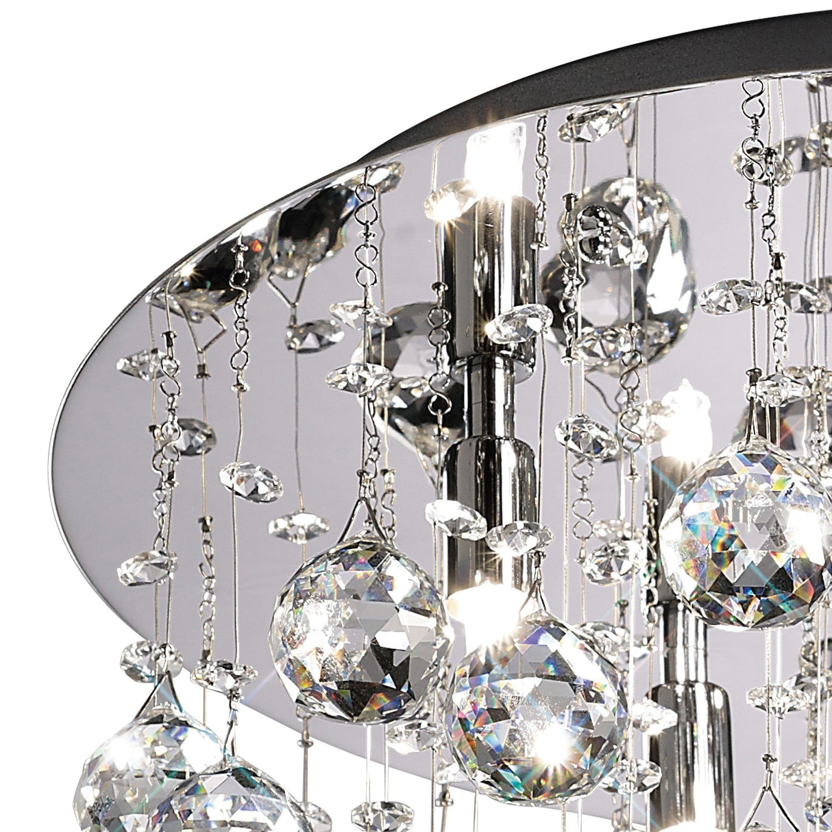 Colorado 5 Light Round Crystal Semi-Flush Ceiling Light - Polished Chrome