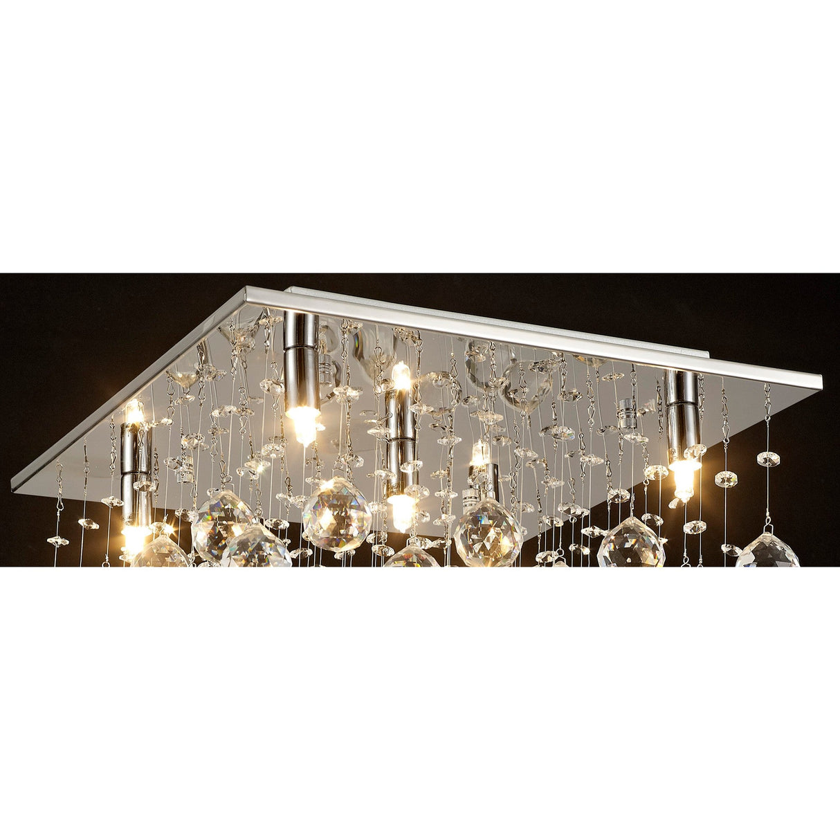 Colorado 5 Light Square Crystal Semi-Flush Ceiling Light - Polished Chrome