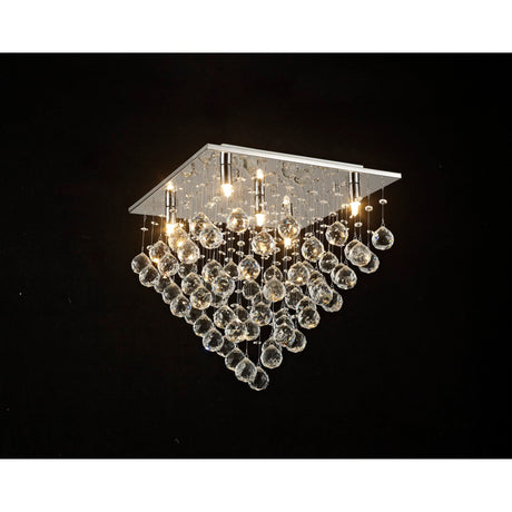 Colorado 5 Light Square Crystal Semi-Flush Ceiling Light - Polished Chrome