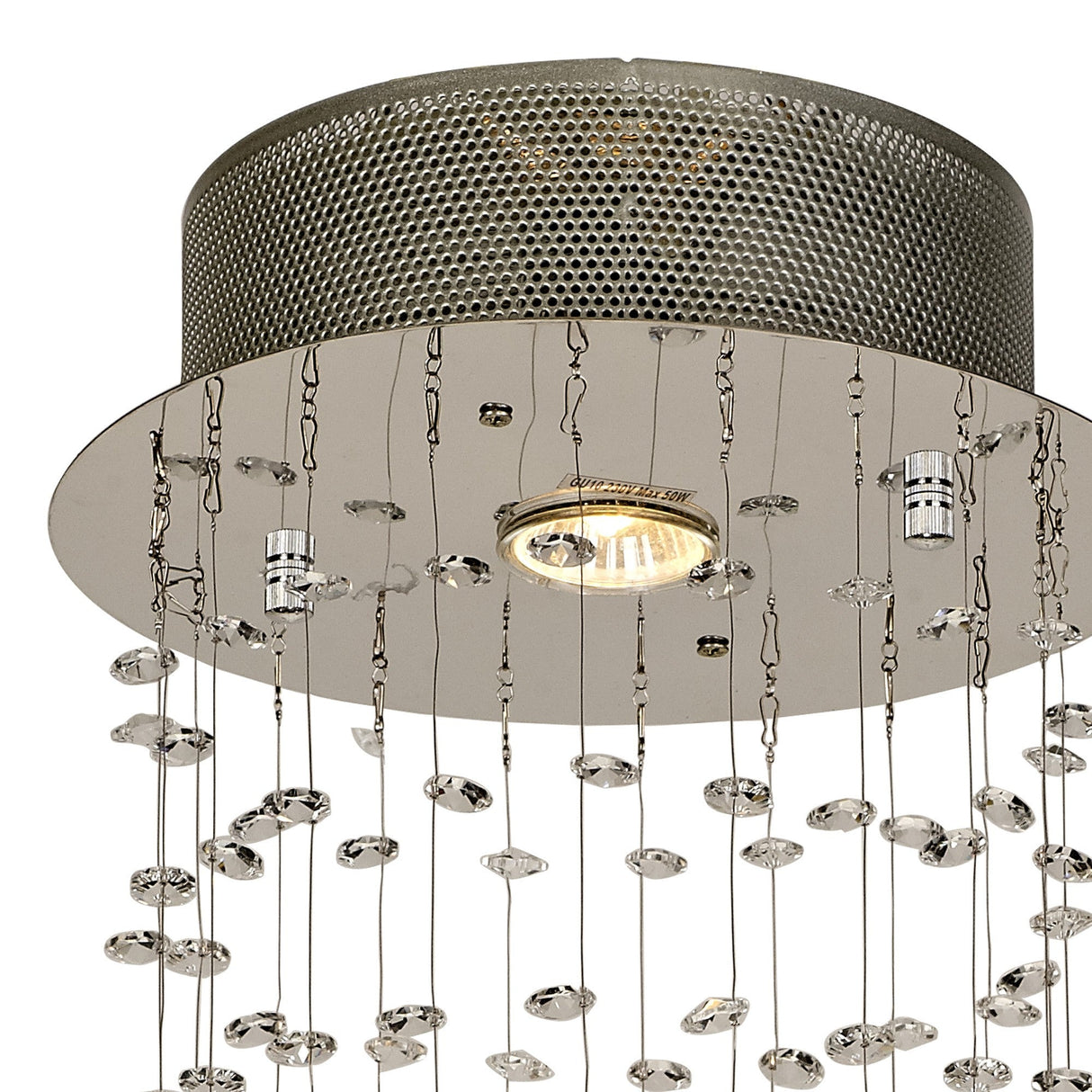 Colorado 1 Light Single-Spiral Crystal Cluster Pendant Light - Polished Chrome