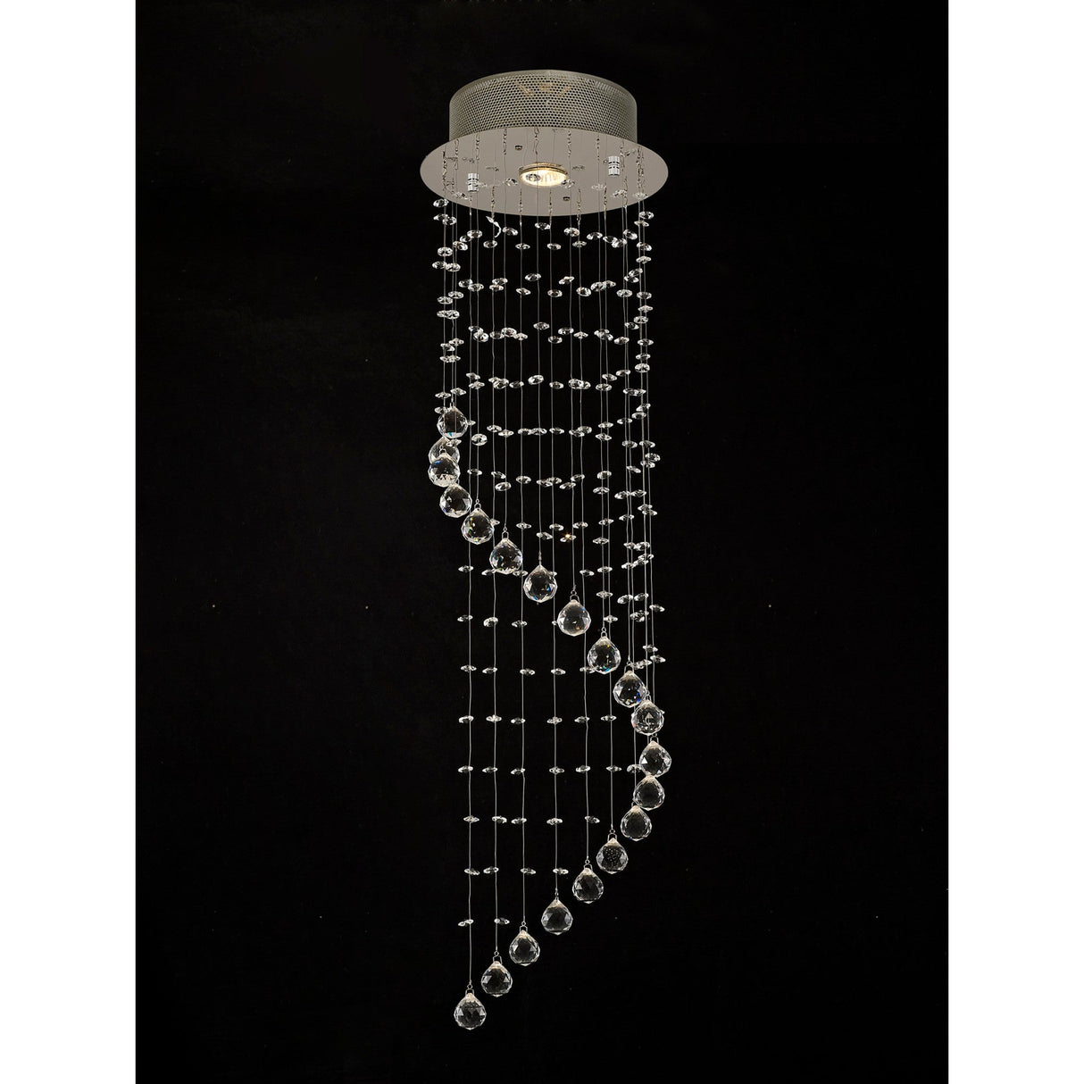 Colorado 1 Light Single-Spiral Crystal Cluster Pendant Light - Polished Chrome