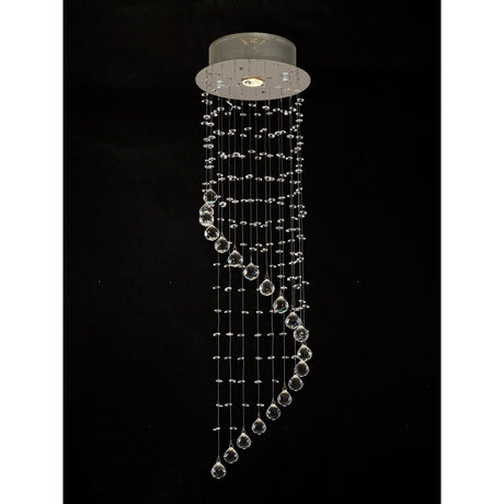 Colorado 1 Light Single-Spiral Crystal Cluster Pendant Light - Polished Chrome
