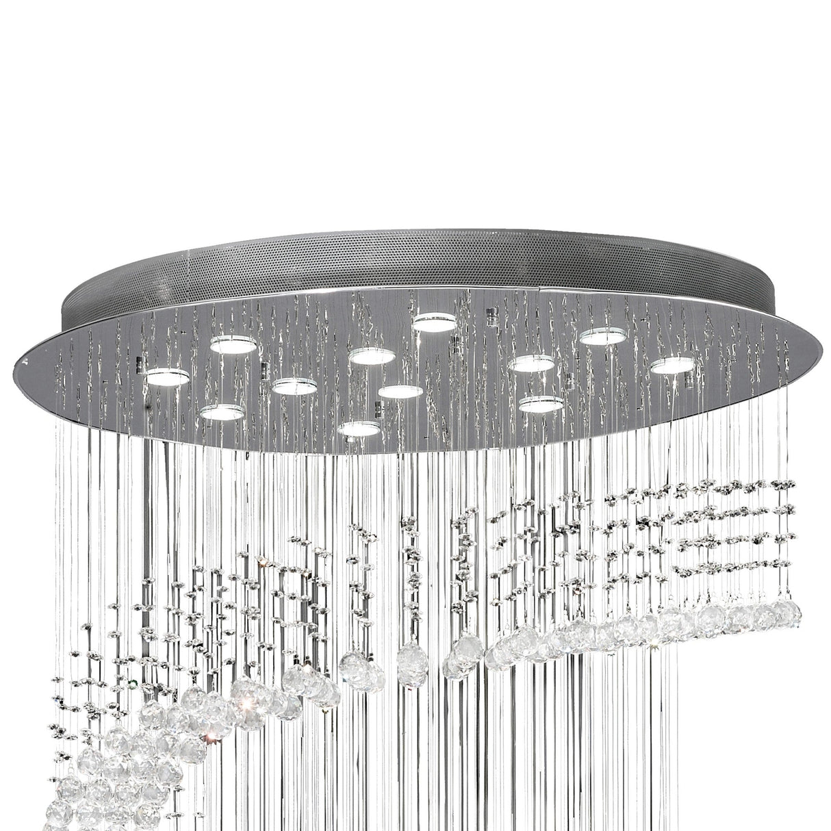 Colorado 12 Light Multi-Spiral Crystal Cluster Pendant Light - Polished Chrome