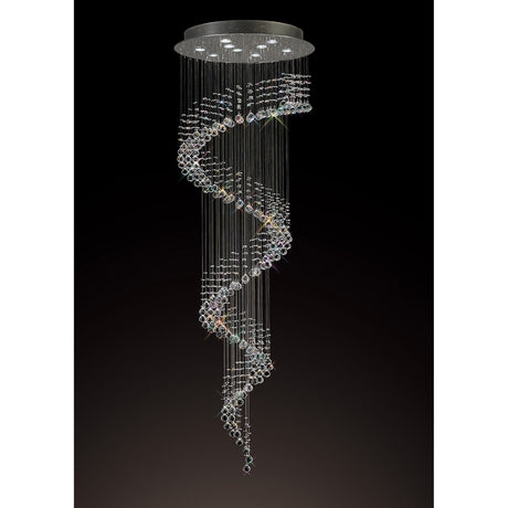 Colorado 9 Light Multi-Spiral Crystal Cluster Pendant Light - Polished Chrome