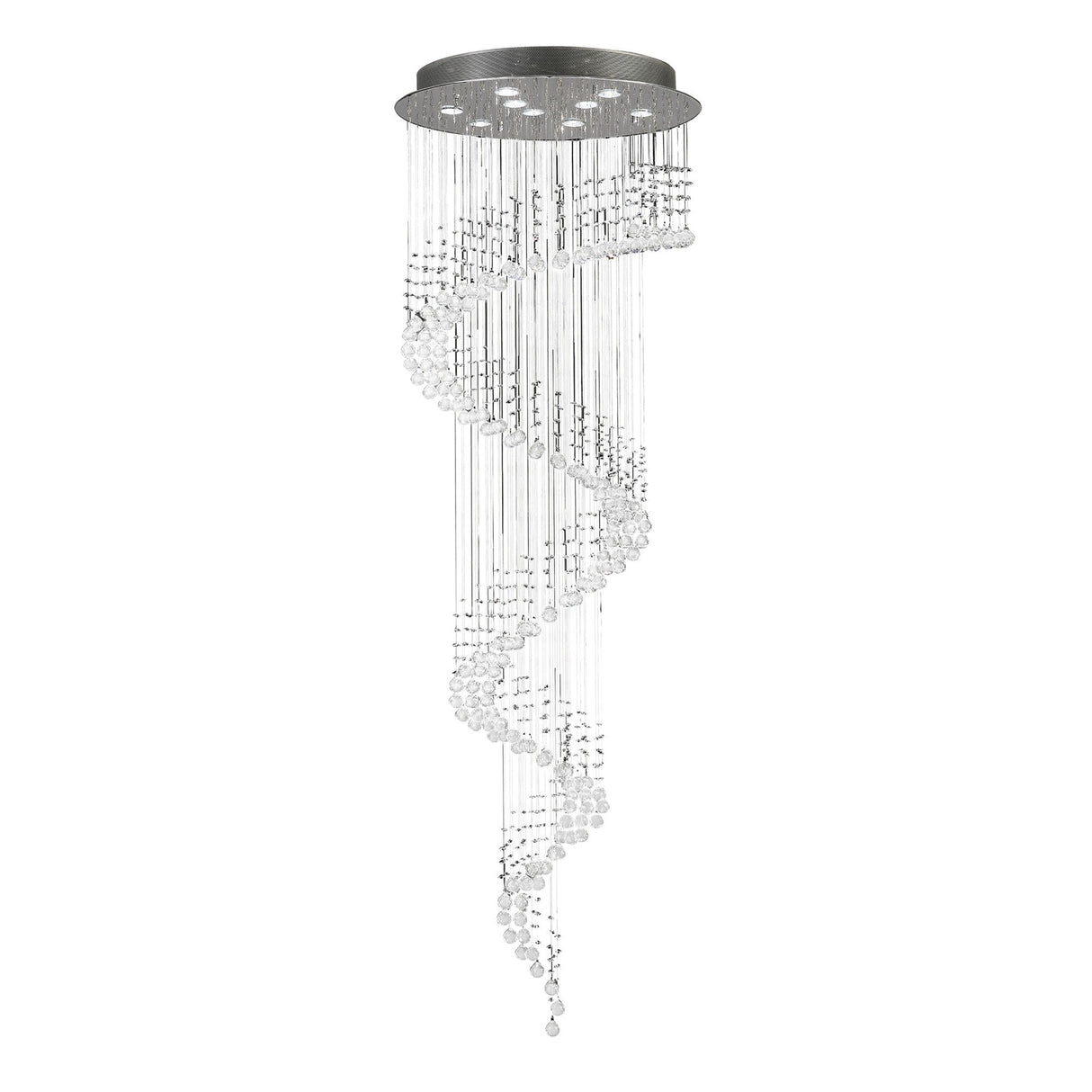 Colorado 9 Light Multi-Spiral Crystal Cluster Pendant Light - Polished Chrome