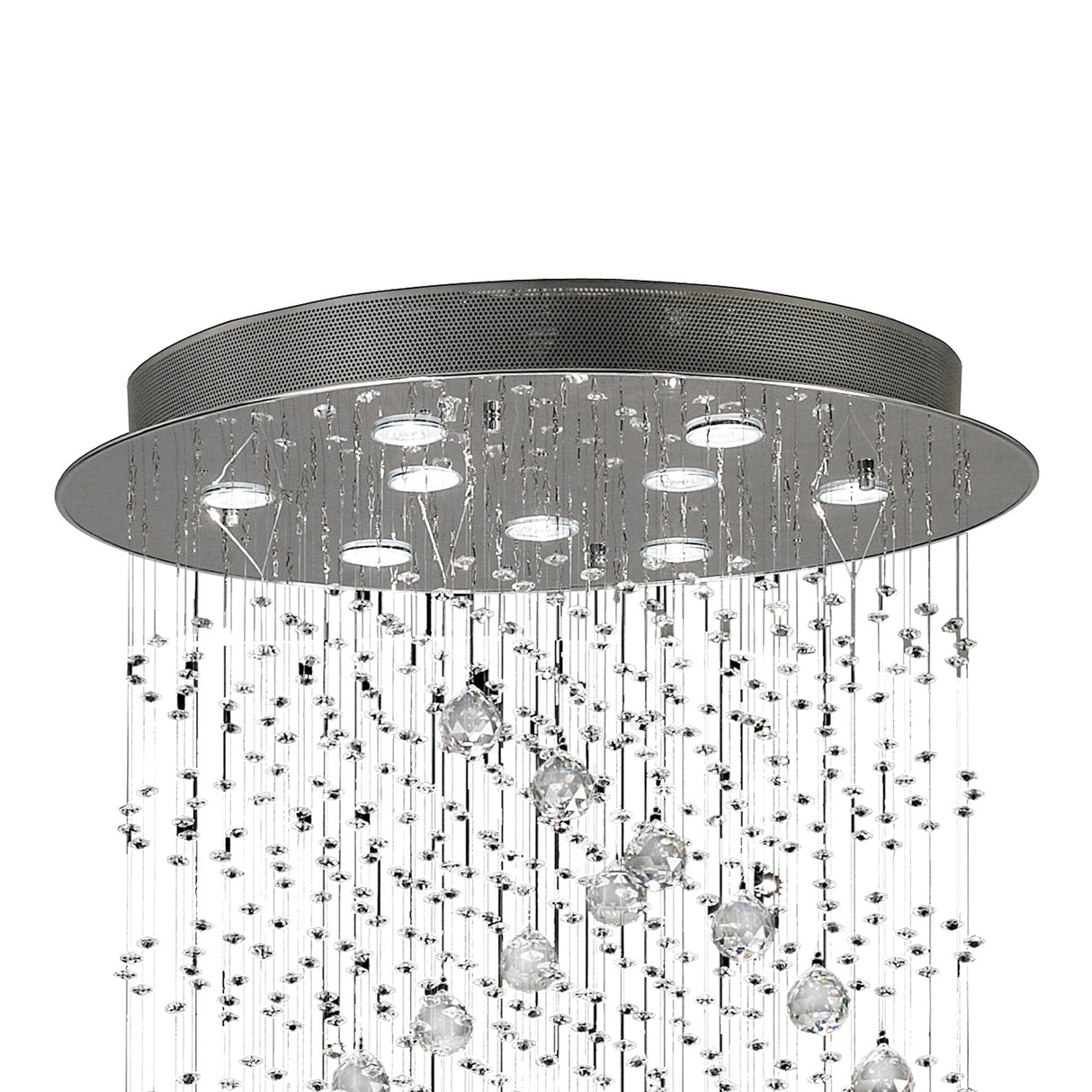 Colorado 9 Light Corkscrew Crystal Cluster Pendant Light - Polished Chrome