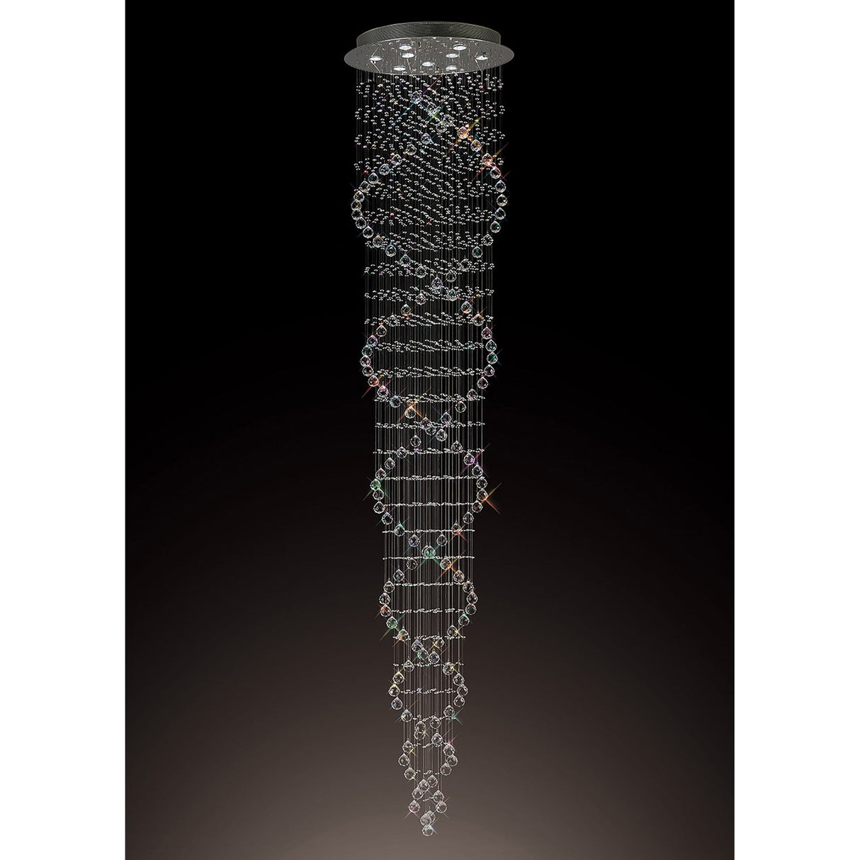 Colorado 9 Light Corkscrew Crystal Cluster Pendant Light - Polished Chrome