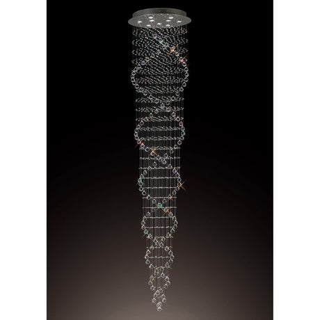 Colorado 9 Light Corkscrew Crystal Cluster Pendant Light - Polished Chrome