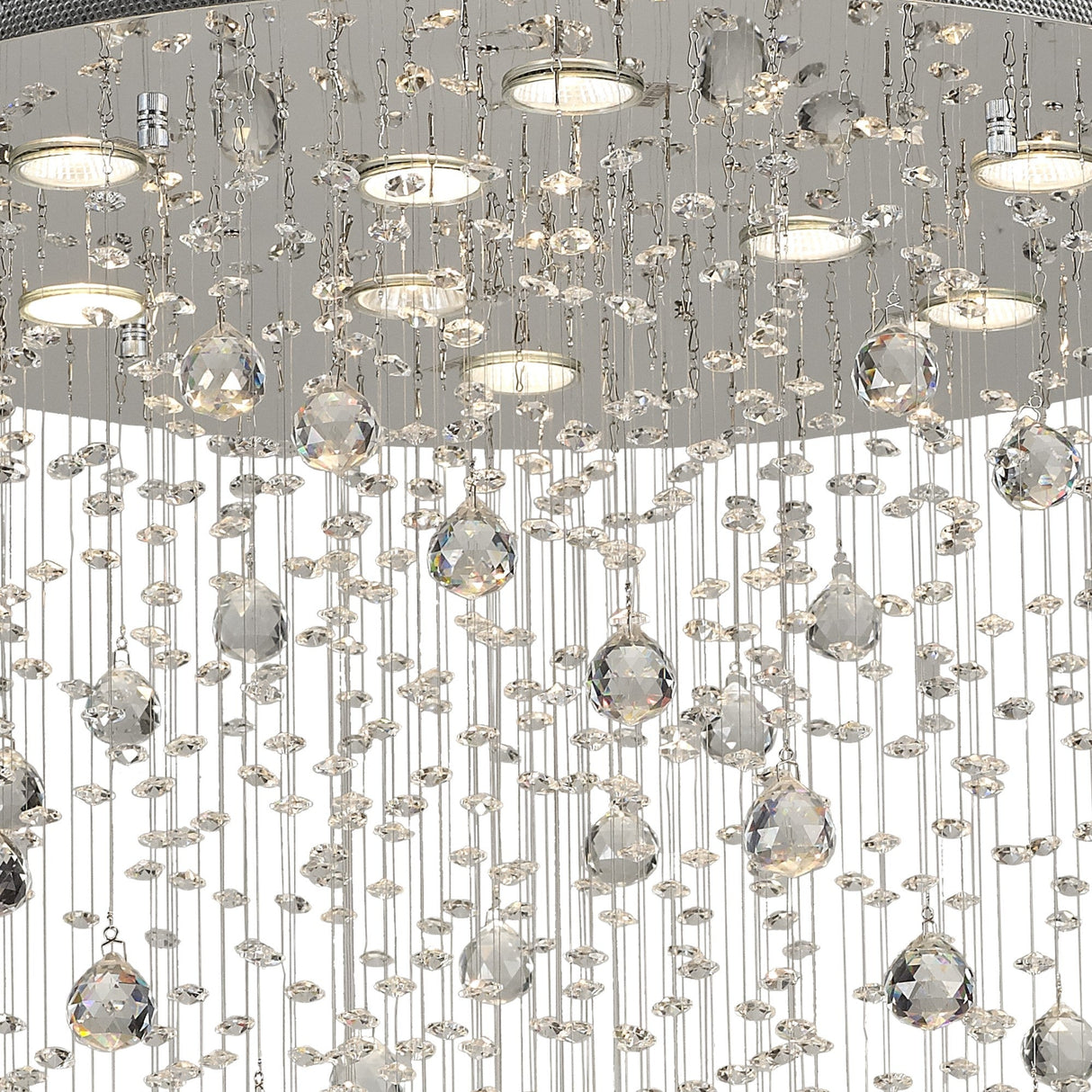 Colorado 9 Light Cone Crystal Cluster Pendant Light - Polished Chrome