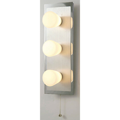 Cone 3 Light Bathroom Wall Light With Pull-Cord - Chrome