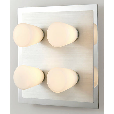 Cone 4 Light Bathroom Opal Glass Flush Ceiling Light - Polished Chrome
