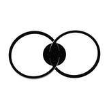 Congiunti LED flush ceiling light in black, featuring two interlinked rings with a round black mounting canopy, shown on a plain white background.